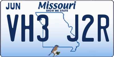 MO license plate VH3J2R