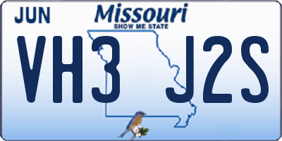 MO license plate VH3J2S
