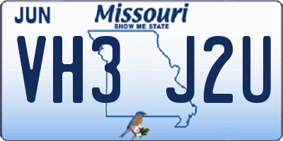 MO license plate VH3J2U
