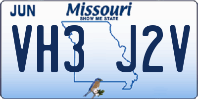 MO license plate VH3J2V