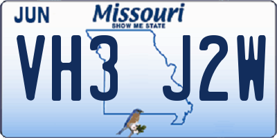 MO license plate VH3J2W