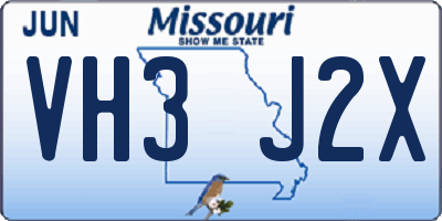 MO license plate VH3J2X