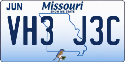 MO license plate VH3J3C