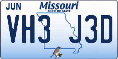 MO license plate VH3J3D
