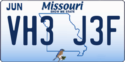 MO license plate VH3J3F