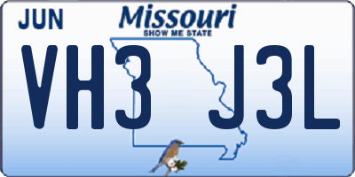 MO license plate VH3J3L