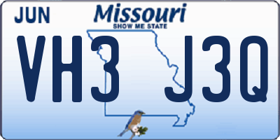 MO license plate VH3J3Q