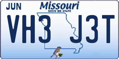MO license plate VH3J3T