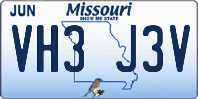 MO license plate VH3J3V