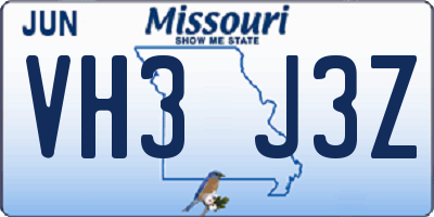MO license plate VH3J3Z