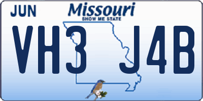 MO license plate VH3J4B