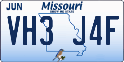 MO license plate VH3J4F