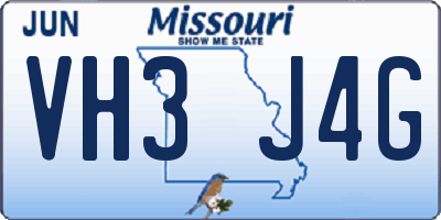 MO license plate VH3J4G