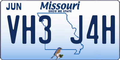 MO license plate VH3J4H