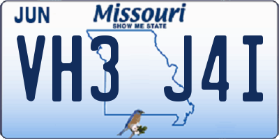MO license plate VH3J4I