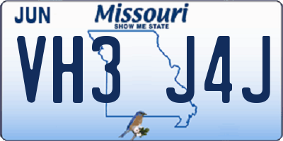 MO license plate VH3J4J