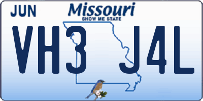 MO license plate VH3J4L