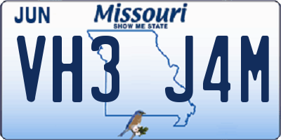 MO license plate VH3J4M