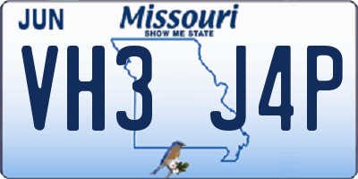 MO license plate VH3J4P