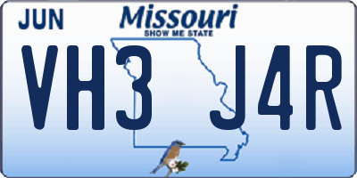 MO license plate VH3J4R