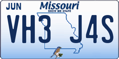 MO license plate VH3J4S