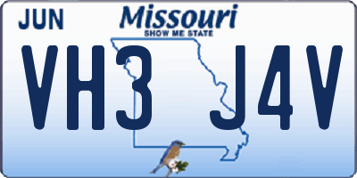 MO license plate VH3J4V