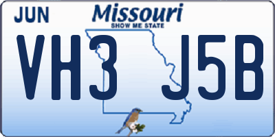 MO license plate VH3J5B