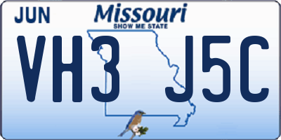 MO license plate VH3J5C