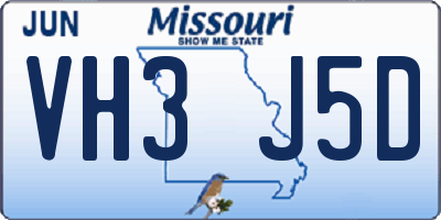 MO license plate VH3J5D