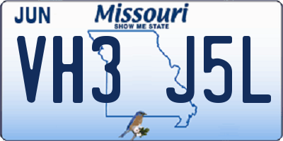 MO license plate VH3J5L