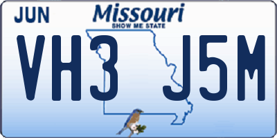 MO license plate VH3J5M