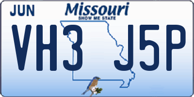 MO license plate VH3J5P
