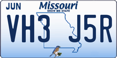 MO license plate VH3J5R
