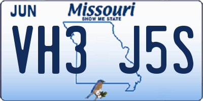 MO license plate VH3J5S