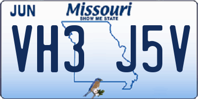 MO license plate VH3J5V