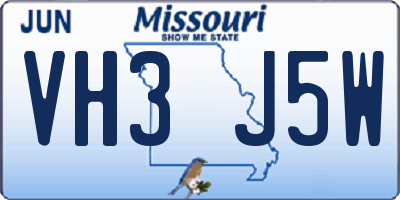 MO license plate VH3J5W