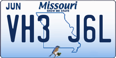MO license plate VH3J6L