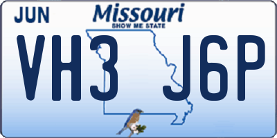 MO license plate VH3J6P