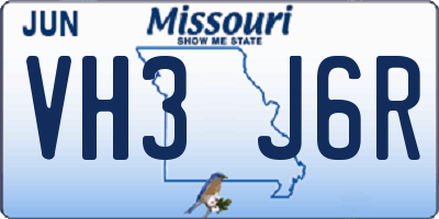 MO license plate VH3J6R