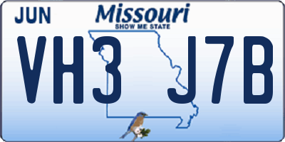 MO license plate VH3J7B