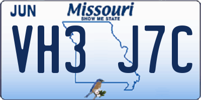 MO license plate VH3J7C