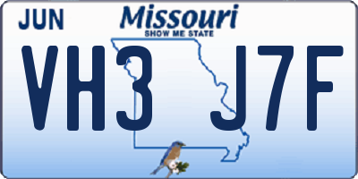 MO license plate VH3J7F