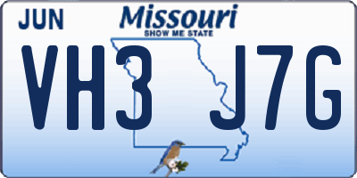 MO license plate VH3J7G