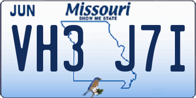 MO license plate VH3J7I