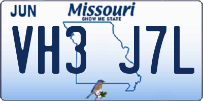 MO license plate VH3J7L