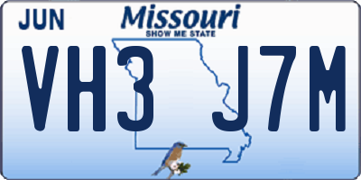 MO license plate VH3J7M