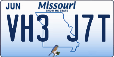 MO license plate VH3J7T