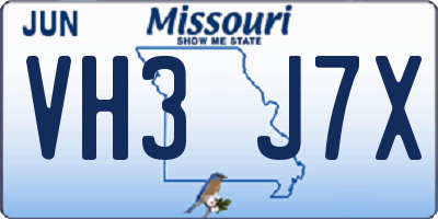 MO license plate VH3J7X