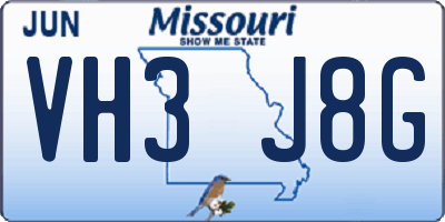 MO license plate VH3J8G