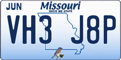 MO license plate VH3J8P